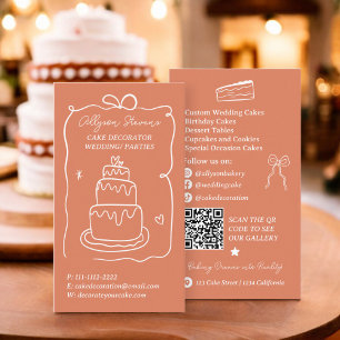 Boho Retro Fransk Skrivarkakans dekorator qr-kod Visitkort