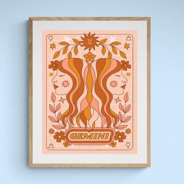 Boho Retro Gemini Zodiac Poster (Skapare uppladdad)