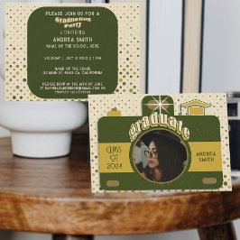Boho Retro Grad Party Lägg till bild Cute Vintage Inbjudningar