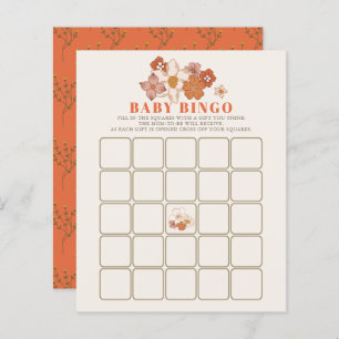 Boho Retro Groovy Blommigt Baby Shower Bingo Game