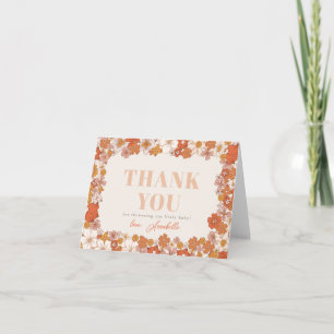 Boho Retro Groovy Blommigt Baby Shower Tack Kort