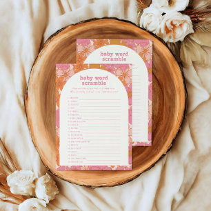 Boho Retro Groovy Blommigt Ord-spelkort OSA Kort