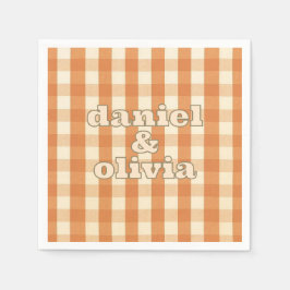 Boho Retro Groovy Colorful Vågigt Bröllop Pappersservett