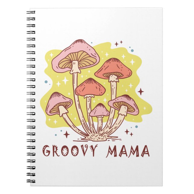 Boho Retro Groovy Mamma Anteckningsbok (Framsidan)