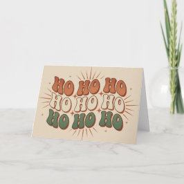 Boho Retro Ho Ho Ho Christmas Helgkort