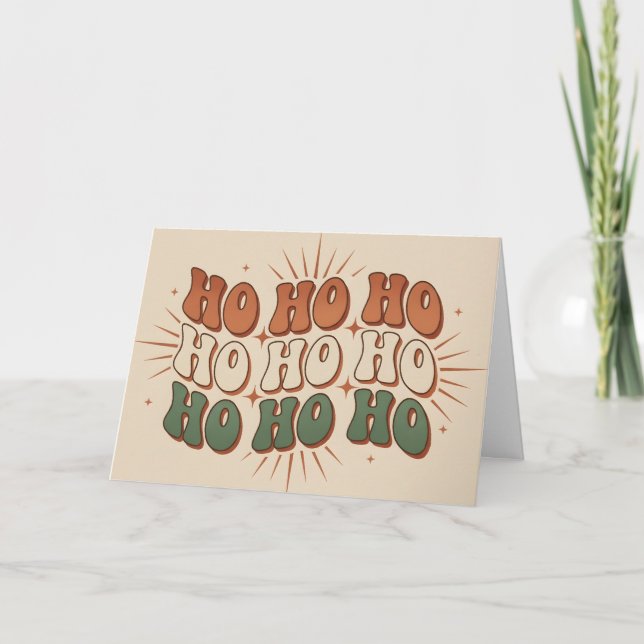 Boho Retro Ho Ho Ho Jul Helgkort (Framsida)