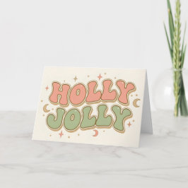 Boho Retro Holly Jolly Christmas Helgkort