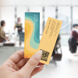 Boho Retro Klassisk Färg Våg QR-kod Mini Visitkort