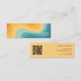Boho Retro Klassisk Färg Våg QR-kod Mini Visitkort