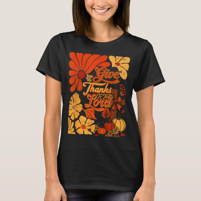 Boho Retro Kristet Höst Pumpa Tacka T Shirt (Framsida)