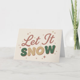 Boho Retro Let It Snow Christmas Helgkort