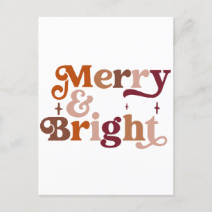 Boho Retro Merry och Bright Helg Vykort
