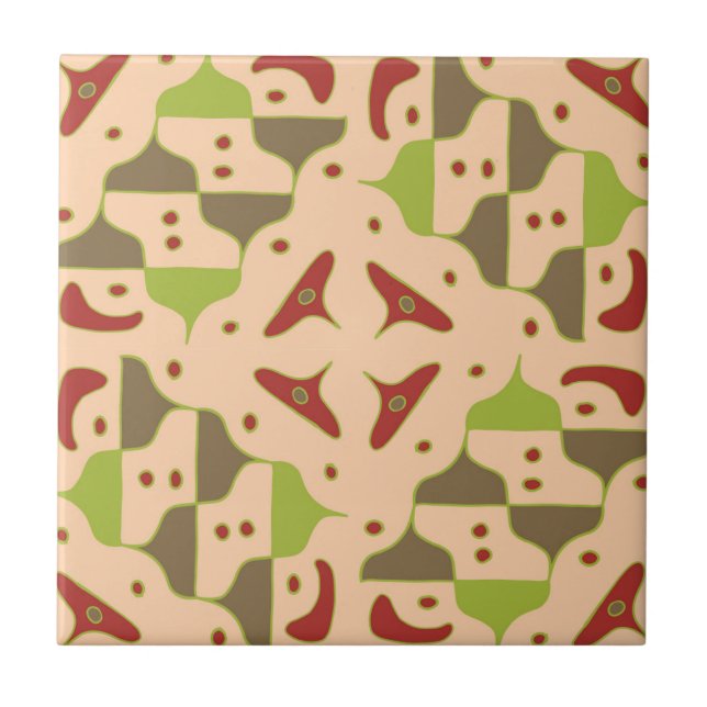 Boho Retro Modern grafiskt keramiskt plattformat Kakelplatta (Framsidan)