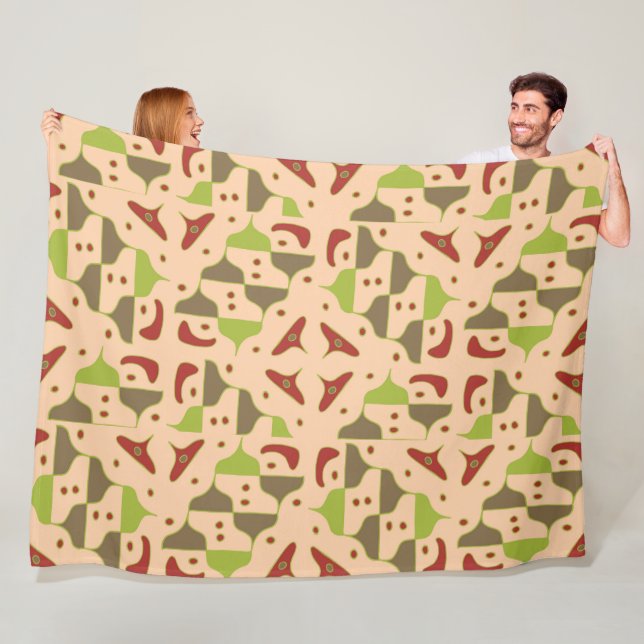 Boho Retro Modern Graphic Fleece Blanket (På plats)