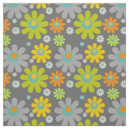Boho Retro Multifärgad Daisy på Grått Tyg