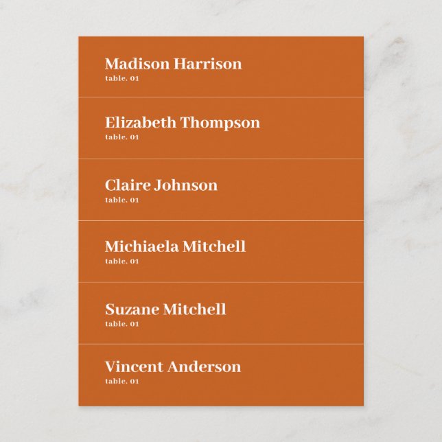 Boho Retro Orange Bröllop Place DIY Inbjudningar (Framsida)