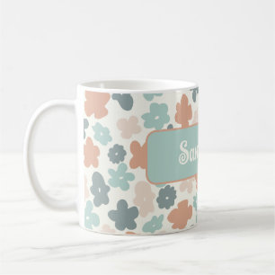 Boho retro-pastellblomma kaffemugg
