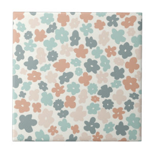 Boho retro-pastellblomma kakelplatta