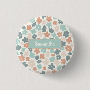 Boho retro-pastellblomma knapp