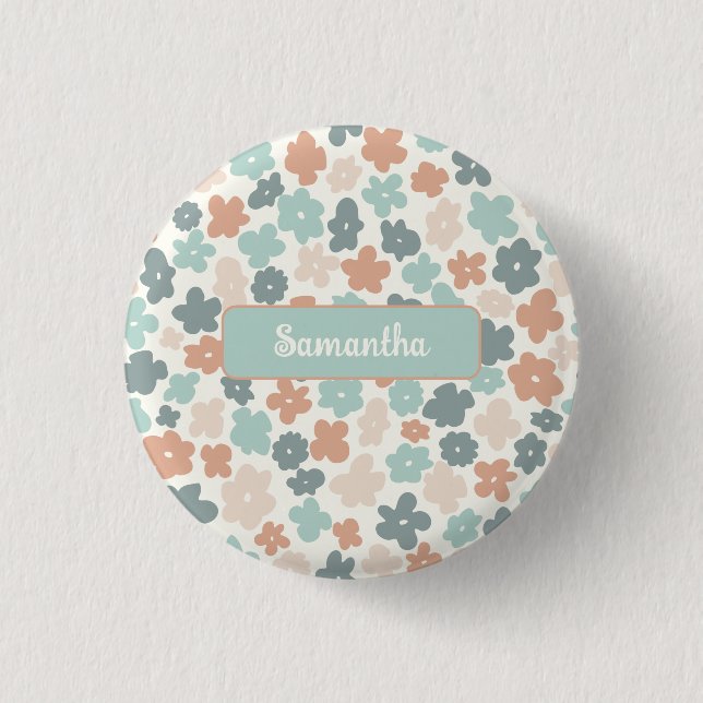 Boho retro-pastellblomma knapp (Framsida)
