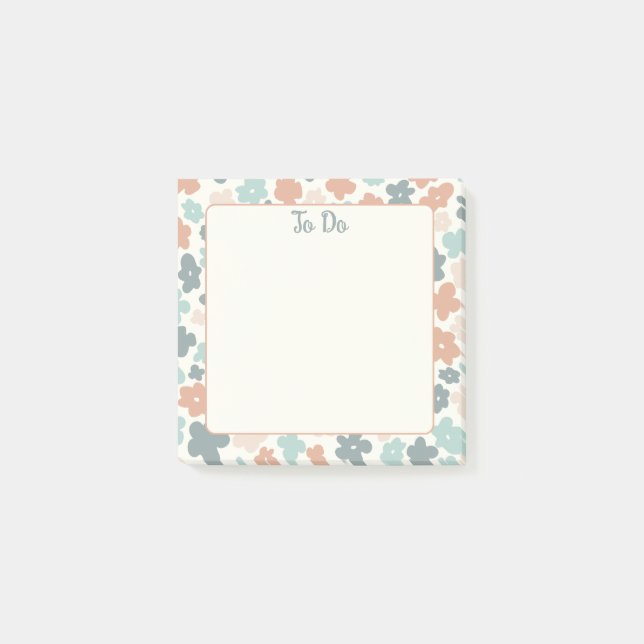 Boho retro-pastellblomma post-it block (Framsida)