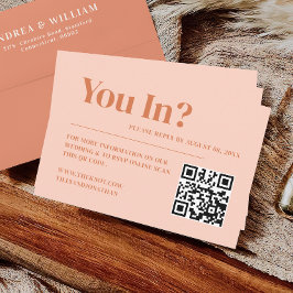 Boho Retro Persika Orange Bröllopswebbplats Tilläggskort