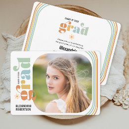 Boho Retro Photo Studentfest Inbjudningar