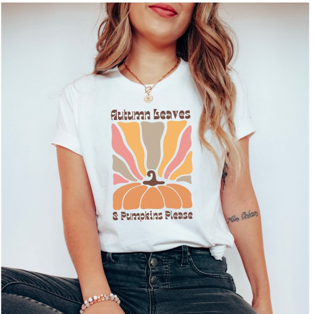 Boho Retro Pumpkin och Fall Season Quote T Shirt (Skapare uppladdad)