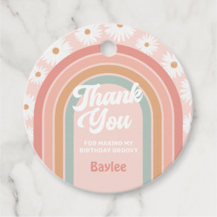Boho Retro Rainbow Daisy Födelsedagsfest Gåvor Etiketter
