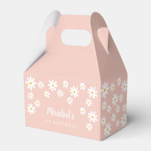 Boho Retro Rosa Daisy blommigt Vild 1:a födelsedag Presentaskar