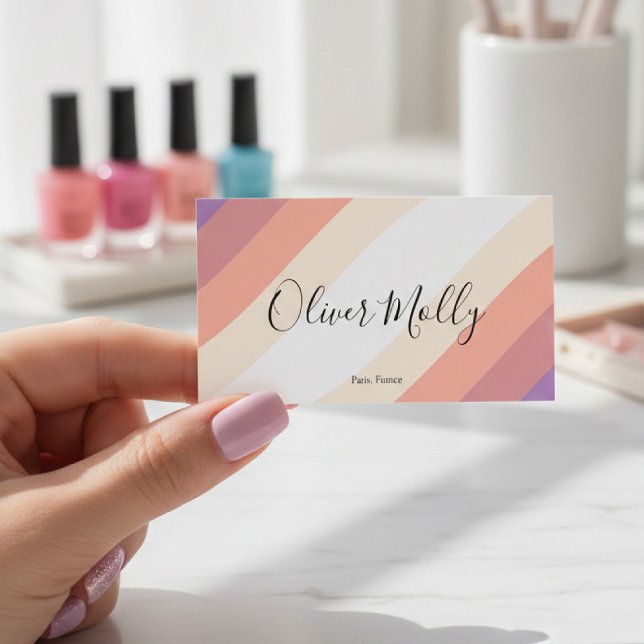 Boho Retro Script Abstract Wavy Lines Pastel Visitkort (Skapare uppladdad)