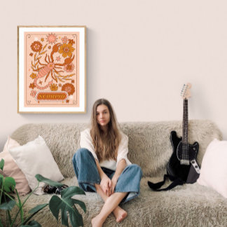 Boho Retro Skorpion Zodiak Poster