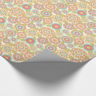 Boho Retro skraj blommablommönster (kräm) Presentpapper