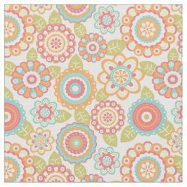 Boho Retro skraj blommablommönster (kräm) Tyg