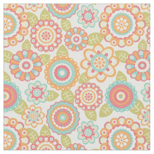 Boho Retro skraj blommablommönster (kräm) Tyg