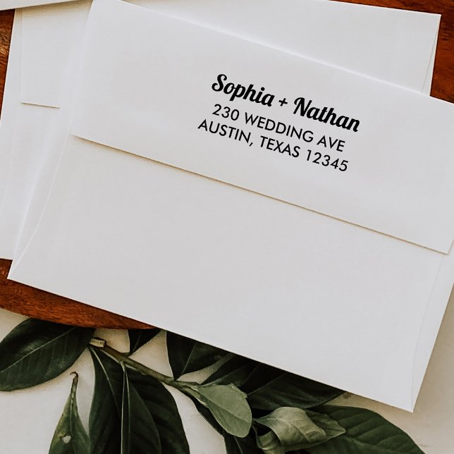 Boho Retro-skript | BRÖLLOP RETURADRESS Självfärgande Stämpel (A retro return address label)