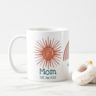 Boho Retro Sol Rainbow Måne Mamma Etablerad Kaffemugg