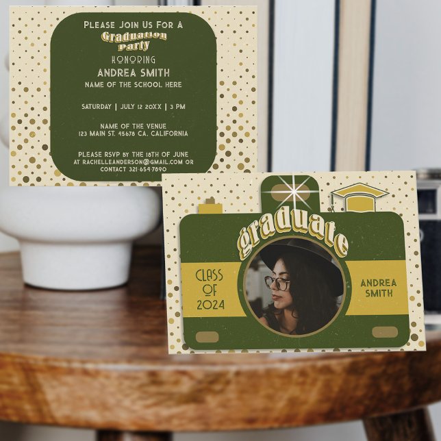 Boho Retro Studentikos Födelsedagsfest Lägg till f Inbjudningar (Skapare uppladdad)