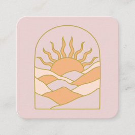 Boho Retro Sunrise Mountains Fyrkantigt Visitkort