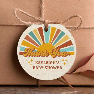 Boho Retro Sunshine Baby Shower Gåvor Etiketter