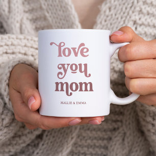 Boho Retro Text Kärlek du Mamma Rosa för överto Kaffemugg