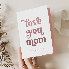 Boho Retro Text | Love you Mom Gradient Rosa Foto Helgkort