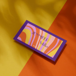 Boho Retro Vågigt Linjer Social Media QR-kod Visitkort