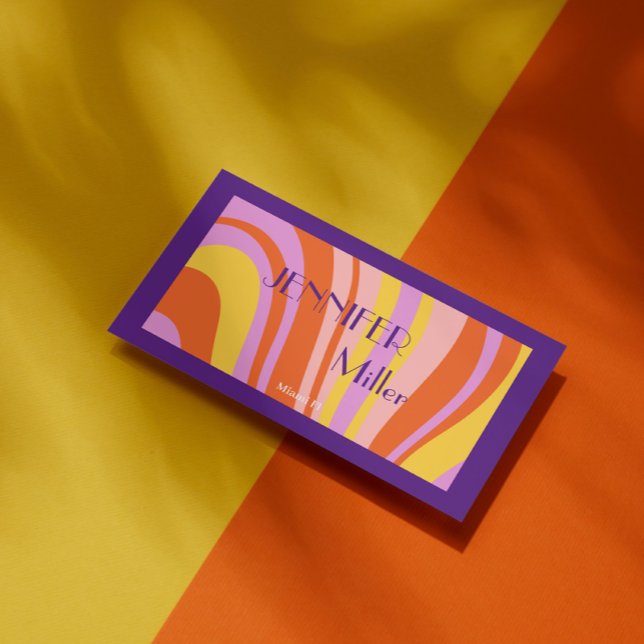 Boho Retro Vågigt Linjer Social Media QR-kod Visitkort (Skapare uppladdad)