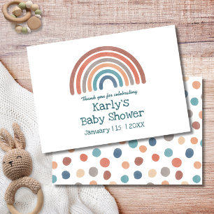 Boho Retro Watercolor Rainbow Baby Shower Tack Kort