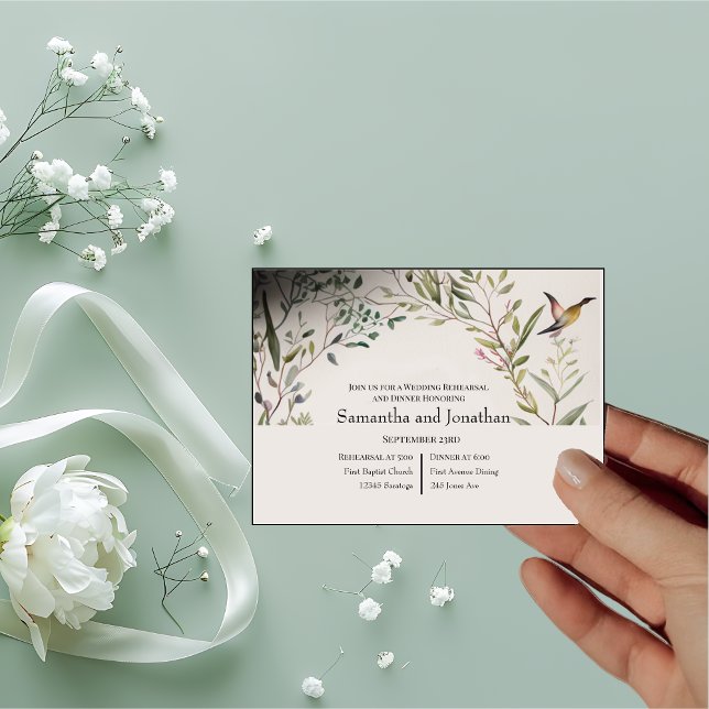 BOHO Ring av blommor & grenar Bröllopsrepetition Inbjudningar (Skapare uppladdad)