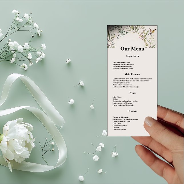 BOHO Ring i Blommor och Grenar Bröllop-middag Meny (Skapare uppladdad)
