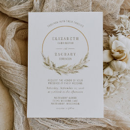 Boho Ring Pampas Grass Bröllop Inbjudningar