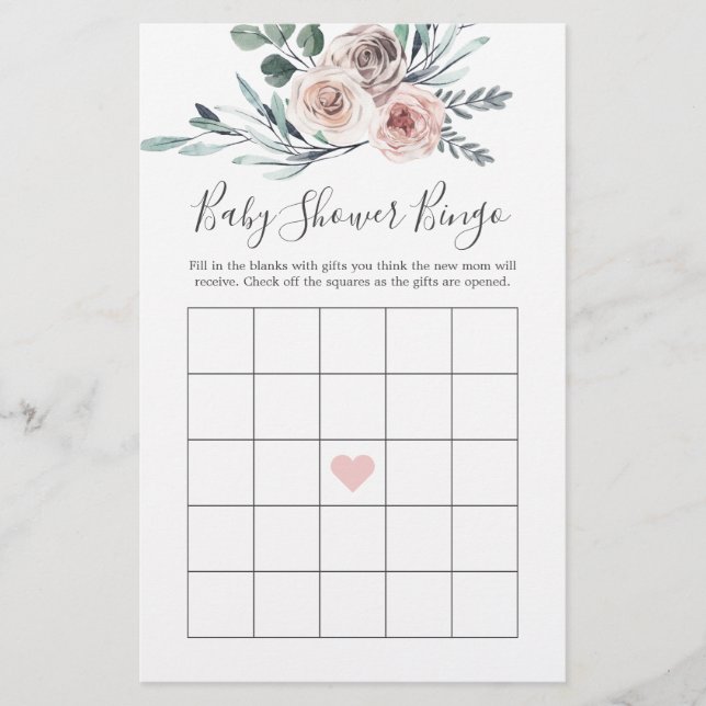 Boho Ro Baby Shower Bingo Game (Framsida)