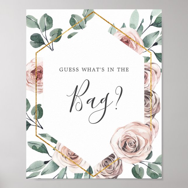 Boho Ro Baby Shower Gissa vad som finns i bag Poster (Framsidan)